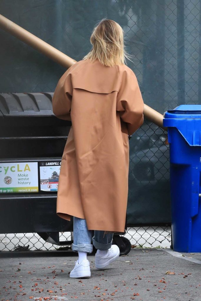 Hailey Bieber in a Beige Trench Coat