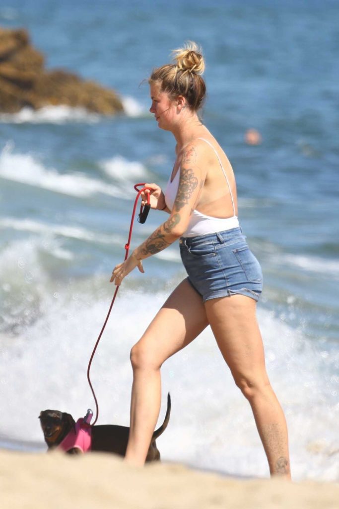 Ireland Baldwin in a White Swimsuit