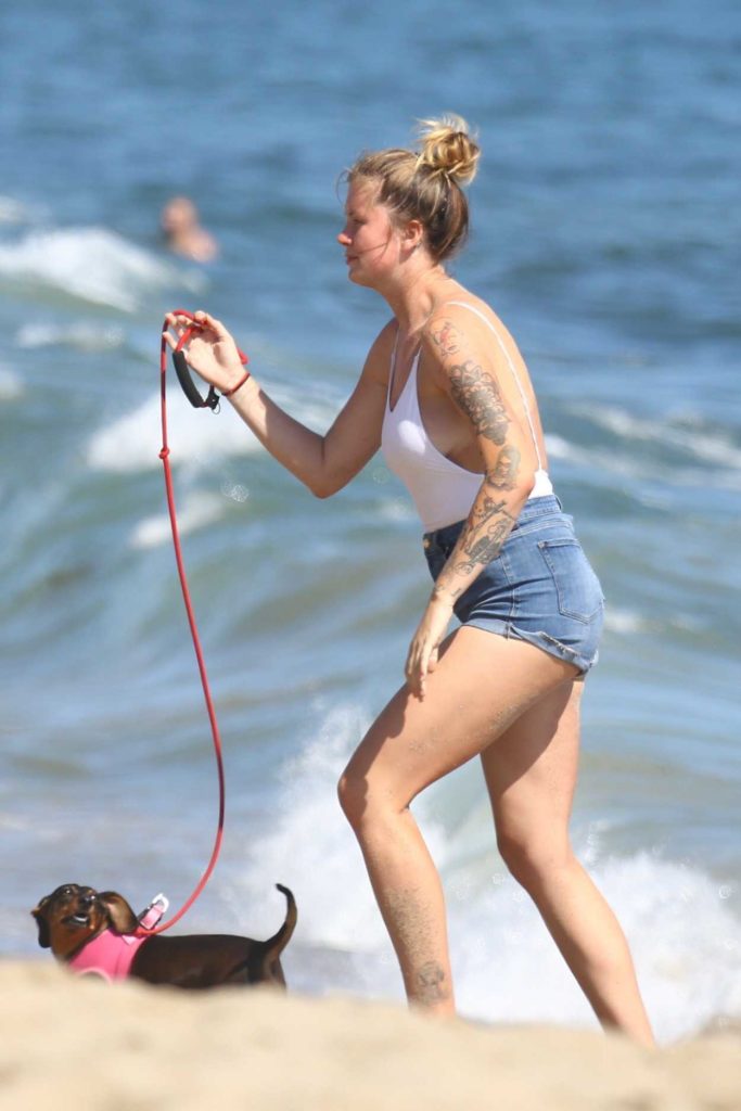 Ireland Baldwin in a White Swimsuit