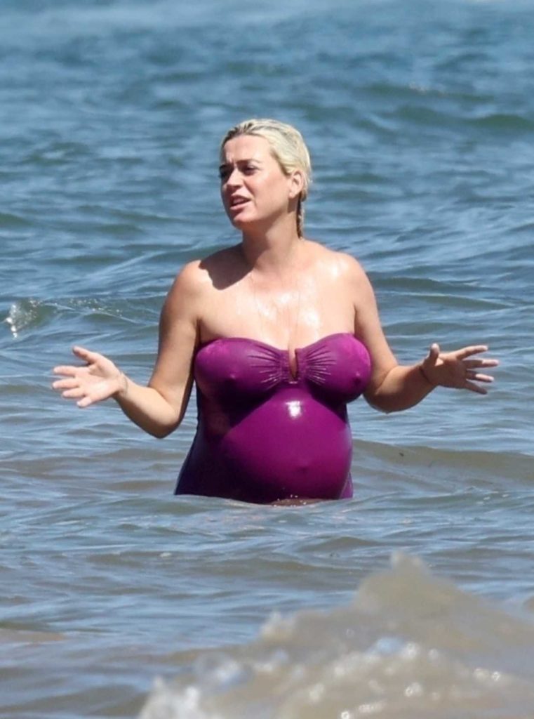 Katy Perry in a Purple Swimsuit