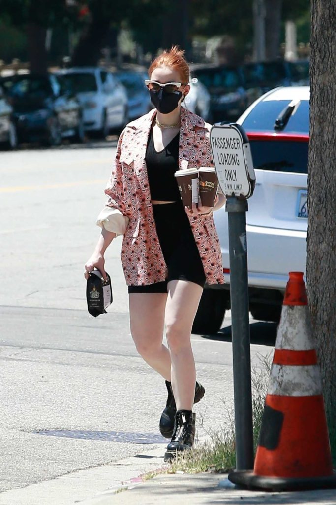 Madelaine Petsch in a Black Protective Mask