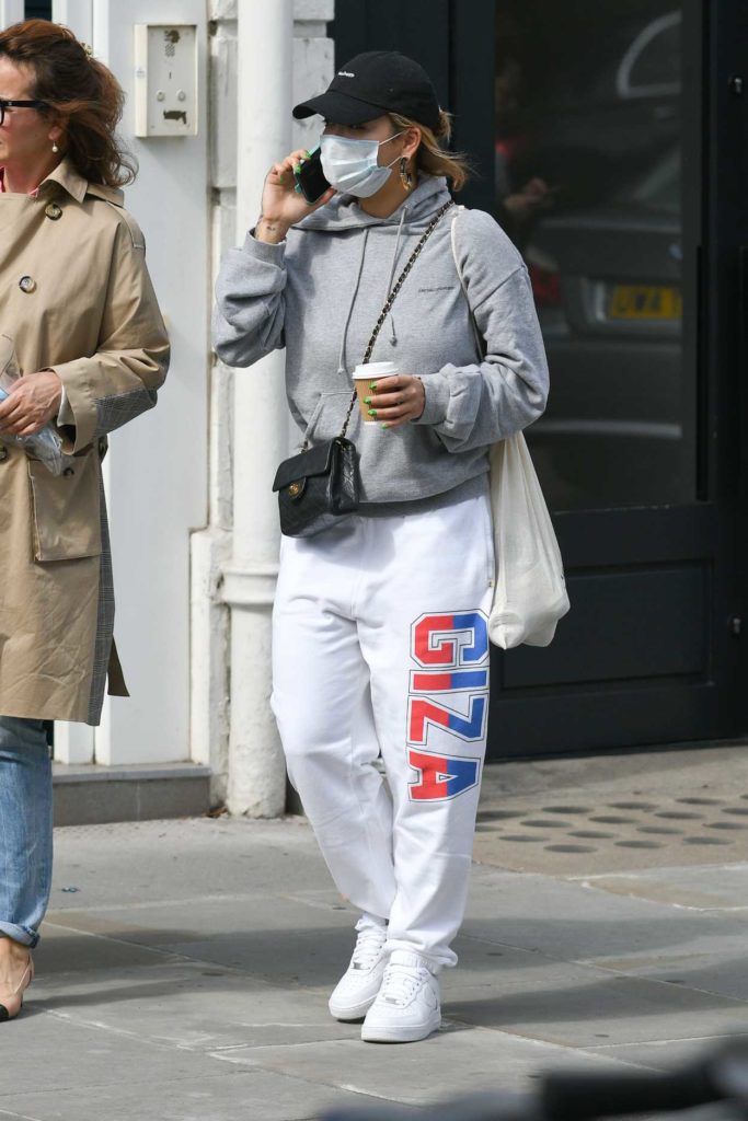 Rita Ora in a Gray Hoody