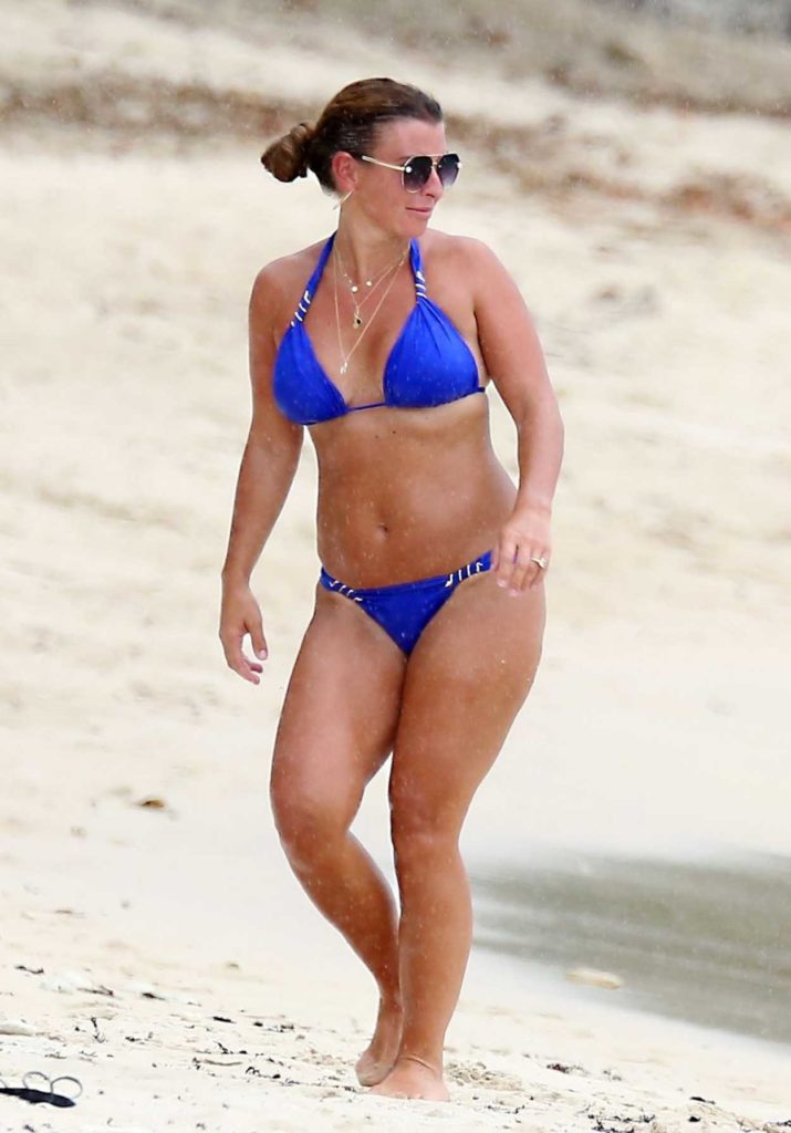 Coleen Rooney in a Royal Blue Bikini