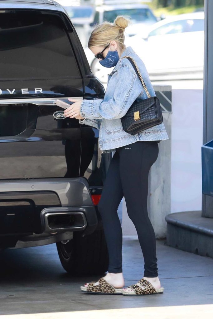Emma Roberts in a Blue Denim Jacket