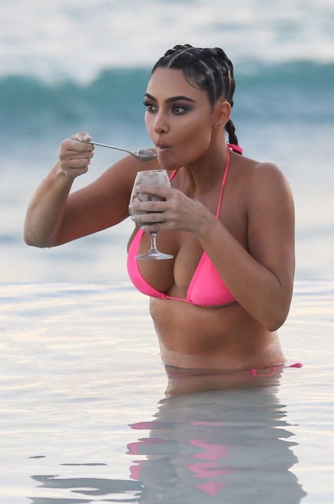 Kim Kardashian in a Pink Bikini