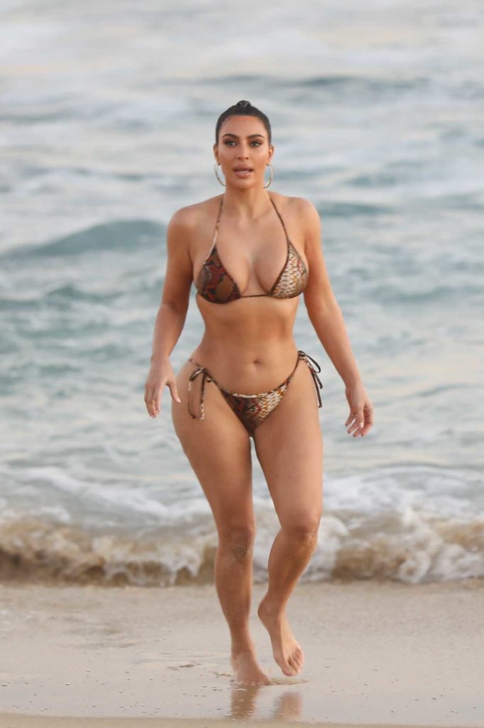 Kim Kardashian in a Snakeskin Print Bikini