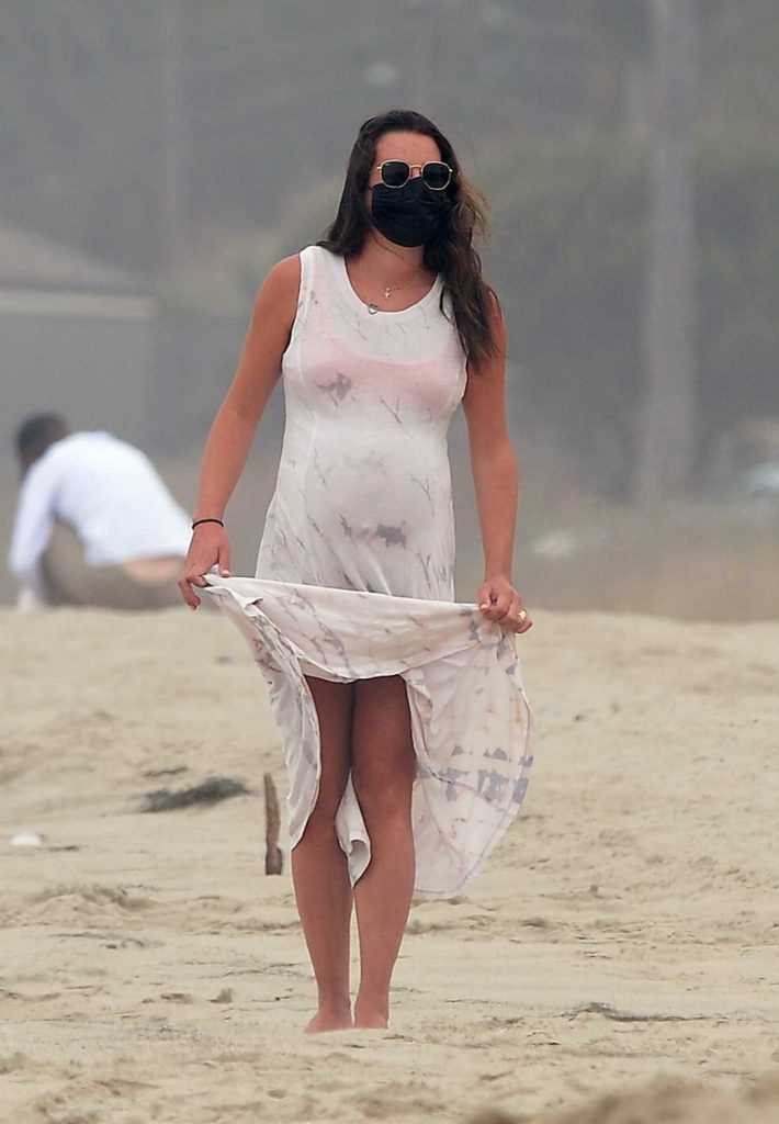 Lea Michele in a Black Protective Mask