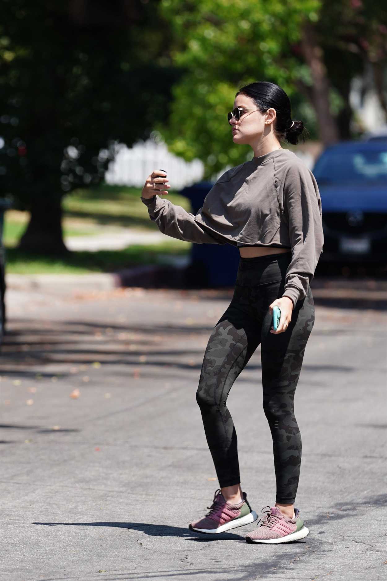 Lucy Hale in a Camo Leggings Arrives at a Park in Studio City 08/04 ...