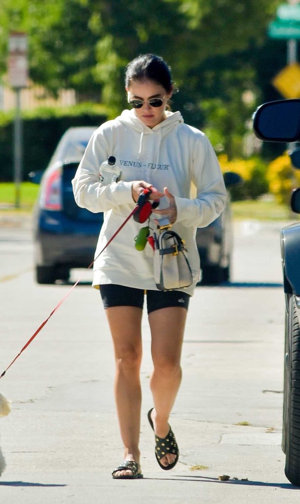 Lucy Hale in a White Hoody