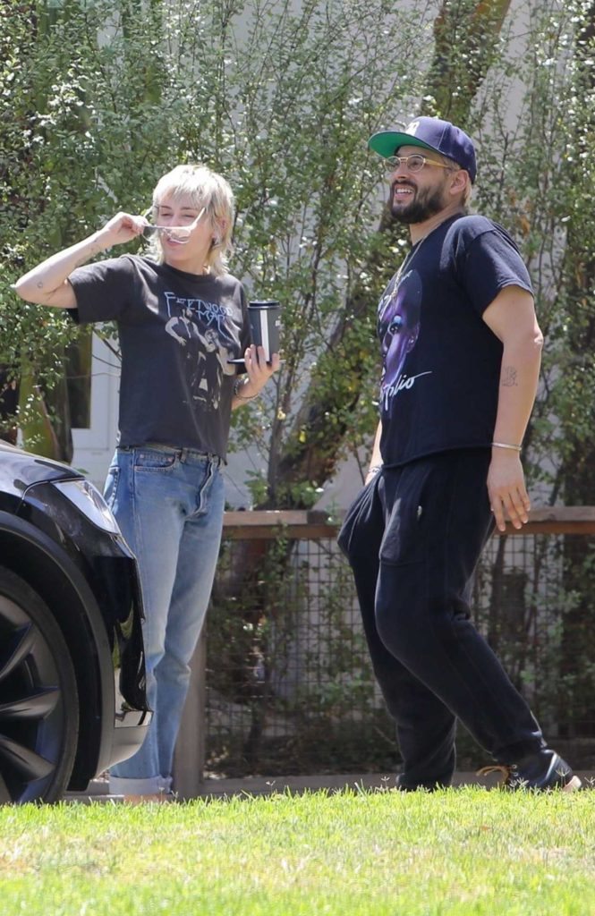 Miley Cyrus in a Black Tee