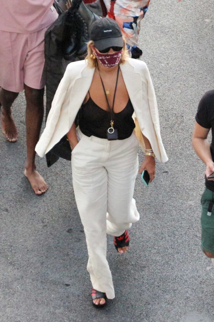 Rita Ora in a White Suit