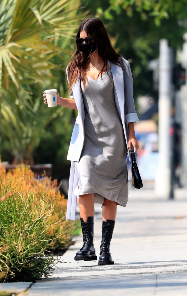 Camila Morrone in a Grey Blazer