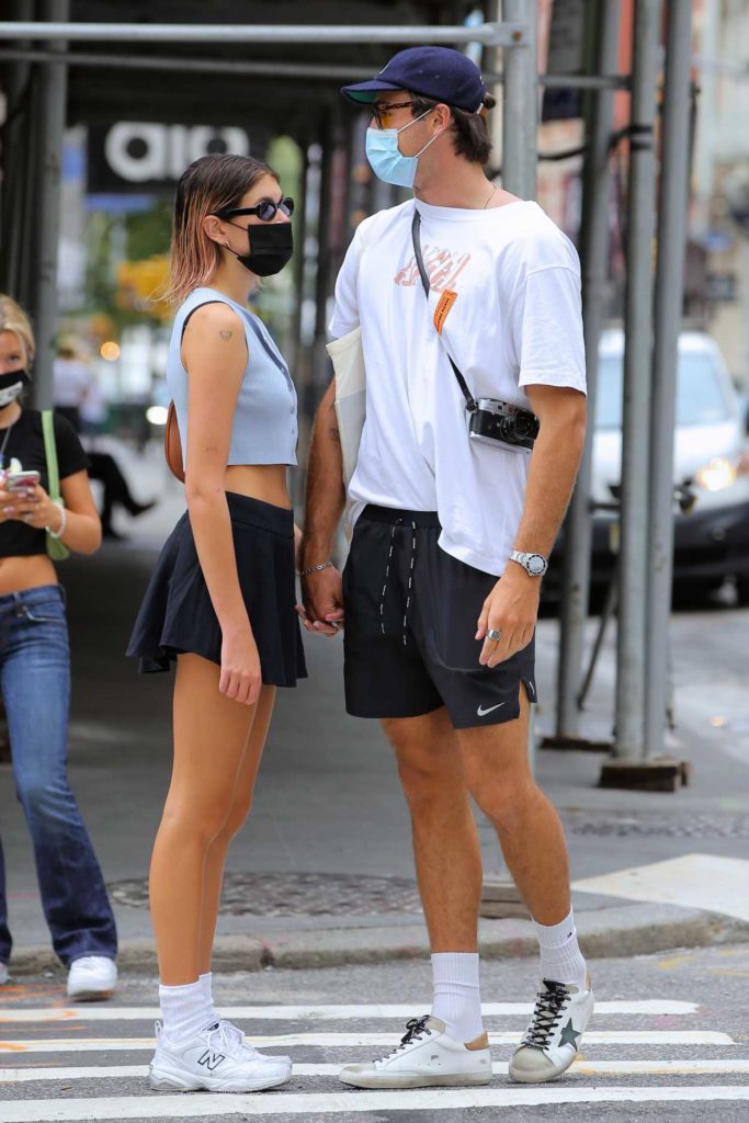 Kaia Gerber in a Black Mini Skirt Was Seen Out with Her Boyfriend Jacob ...