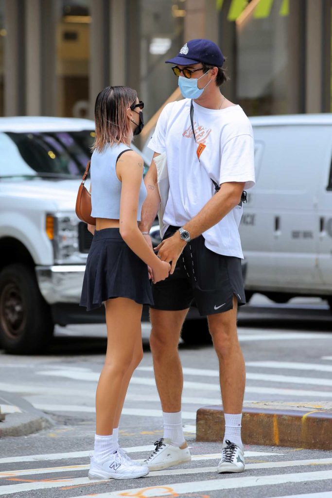 Kaia Gerber in a Black Mini Skirt Was Seen Out with Her Boyfriend Jacob ...