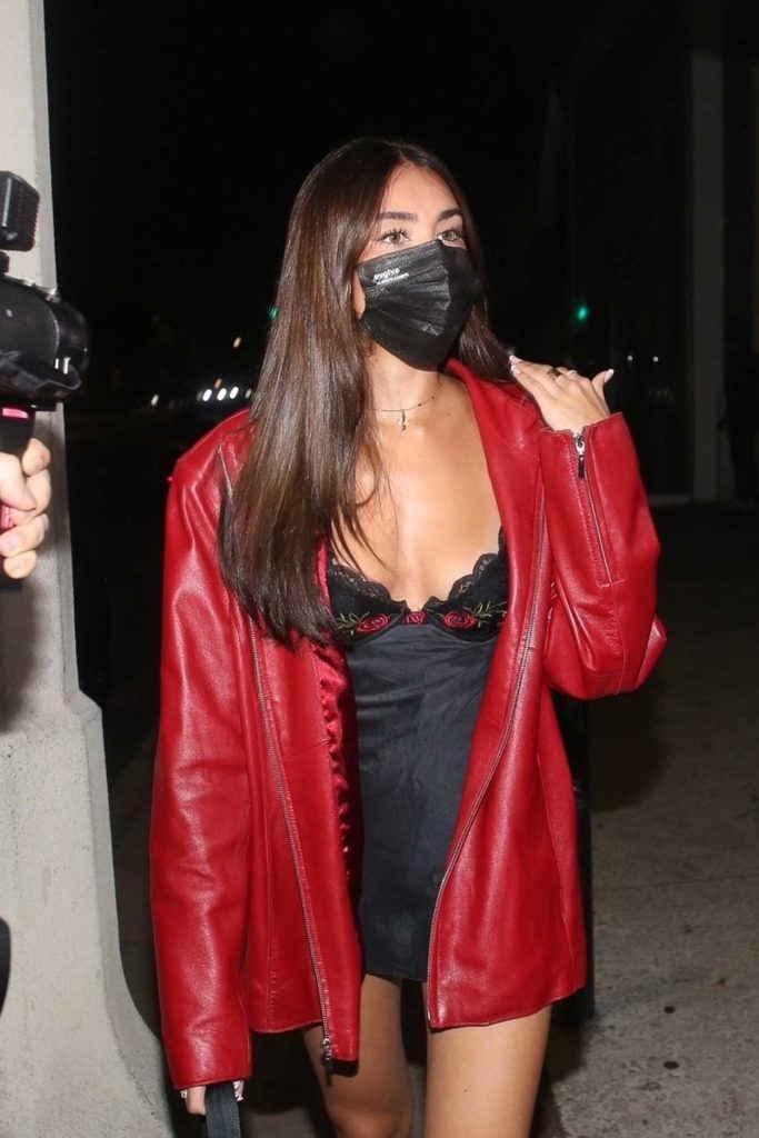 Madison Beer in a Red Leather Jacket