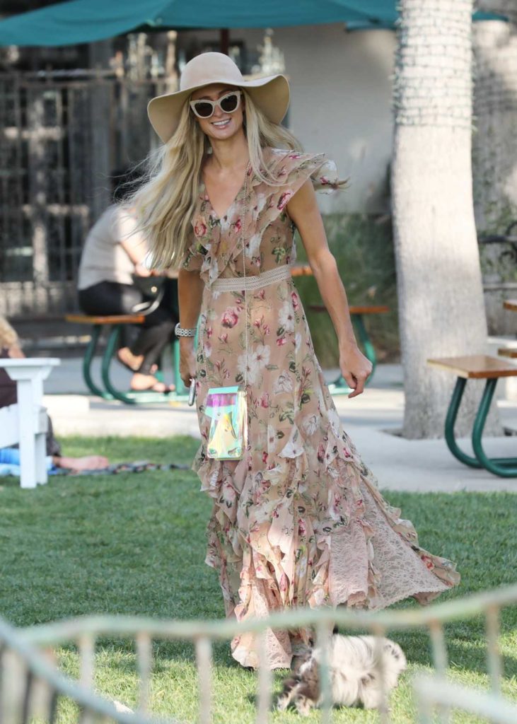 Paris Hilton in a Floral Maxi Dress