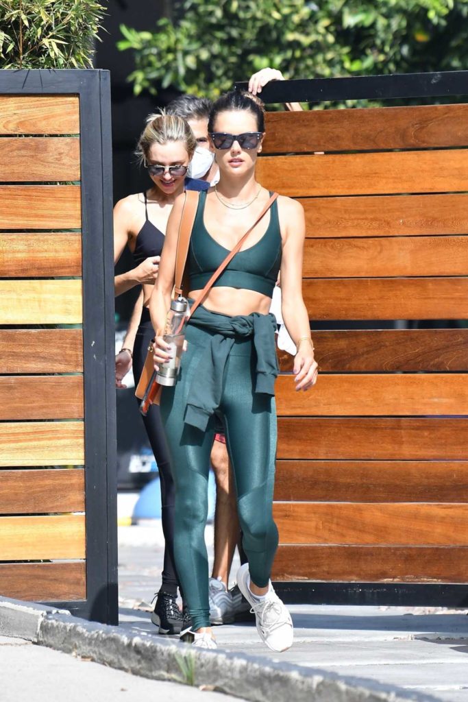 Alessandra Ambrosio in a Green Workout Ensemble
