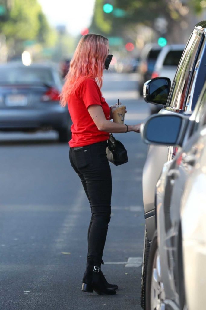Ashley Benson in a Red Tee