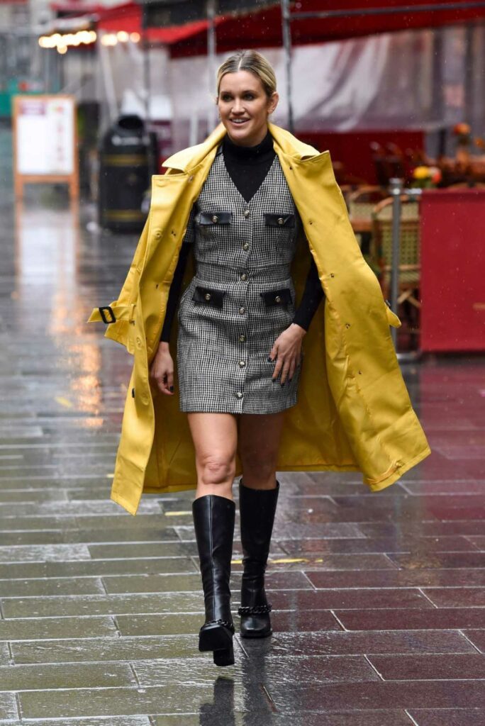Ashley Roberts in a Yellow Trench Coat