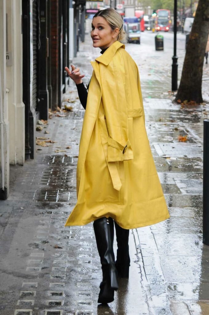Ashley Roberts in a Yellow Trench Coat