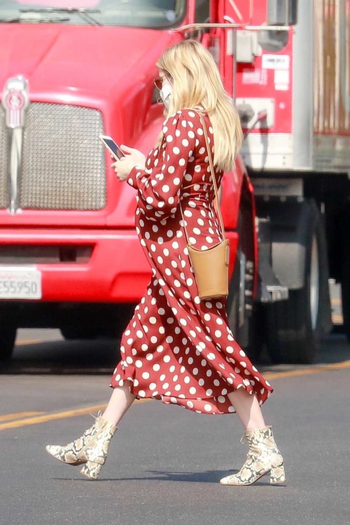 Emma Roberts in a Red Polka Dot Dress