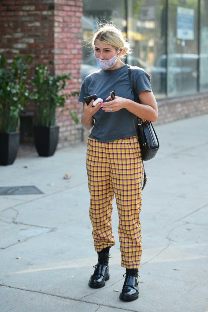 Emma Slater in a Yellow Plaid Pants