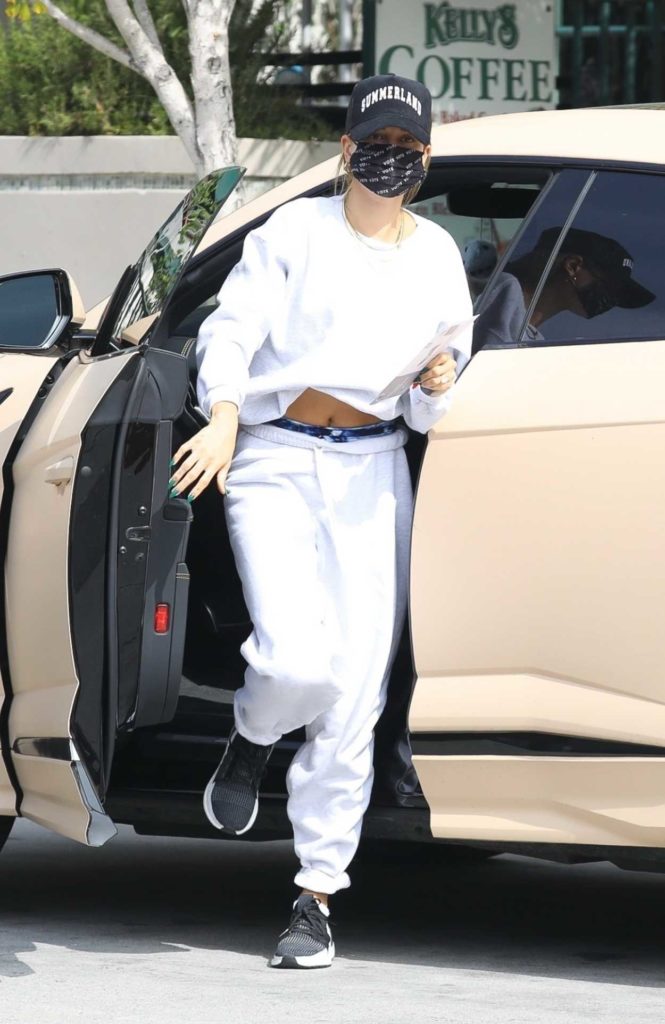 Hailey Bieber in a White Sweatsuit