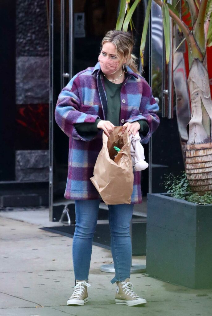 Hilary Duff in a Plaid Jacket
