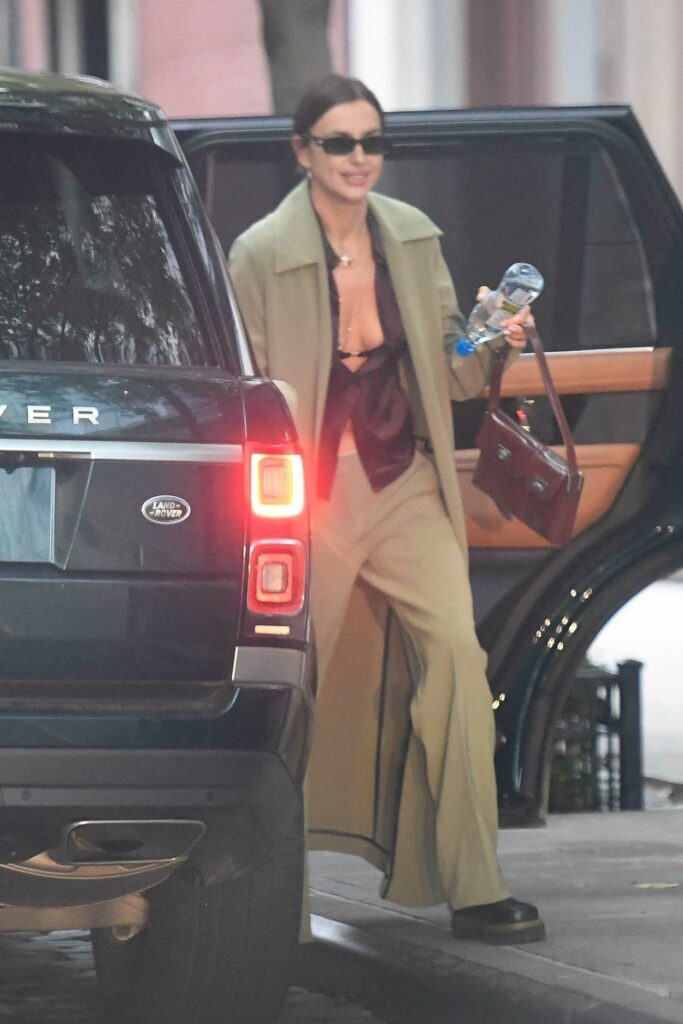 Irina Shayk in an Olive Trench Coat