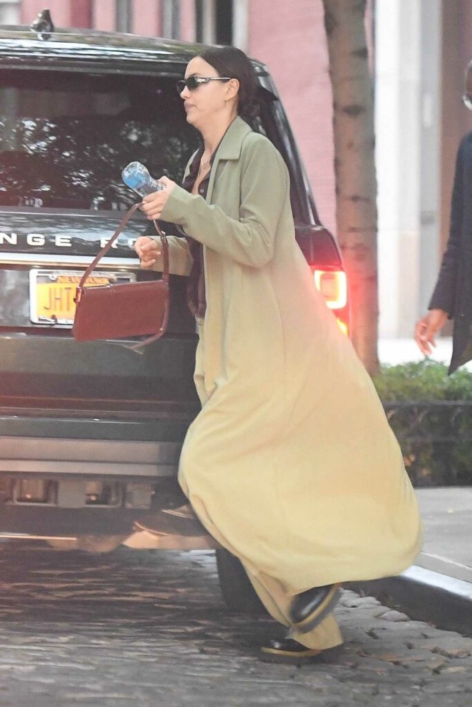 Irina Shayk in an Olive Trench Coat