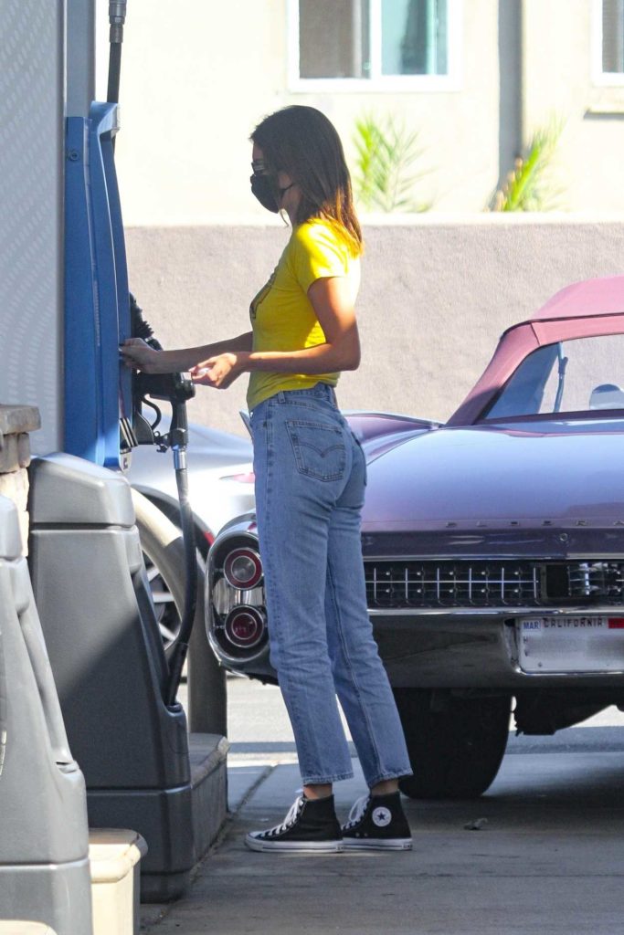 Kendall Jenner in a Yellow Tee