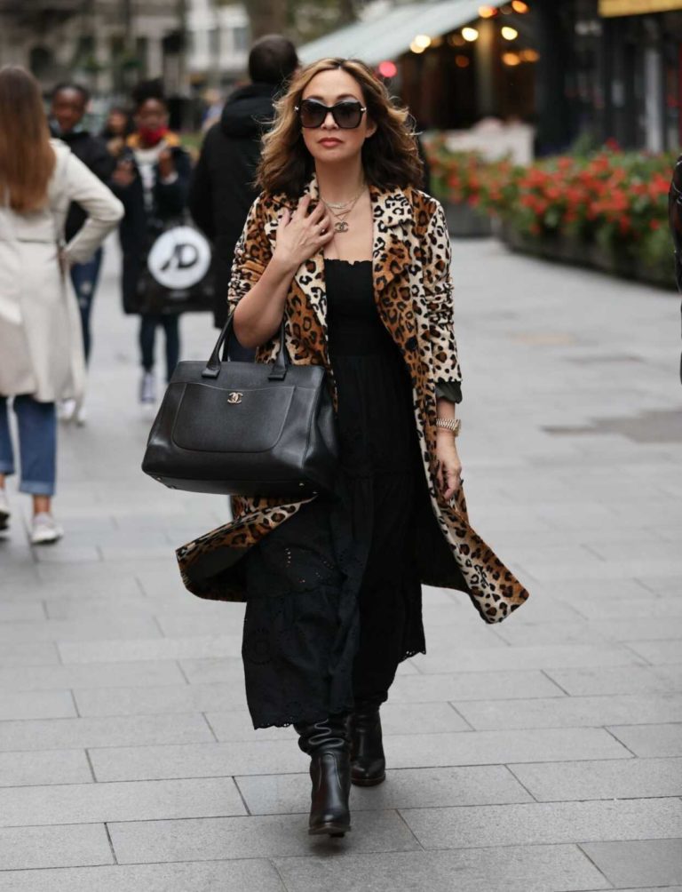 Myleene Klass in an Animal Print Trench Coat Arrives at the Smooth ...