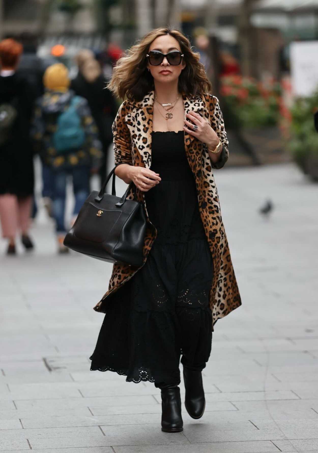 Myleene Klass in an Animal Print Trench Coat Arrives at the Smooth ...