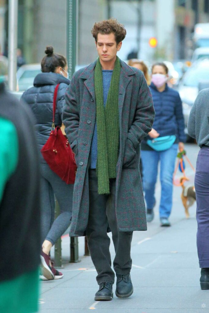 Andrew Garfield in a Grey Coat
