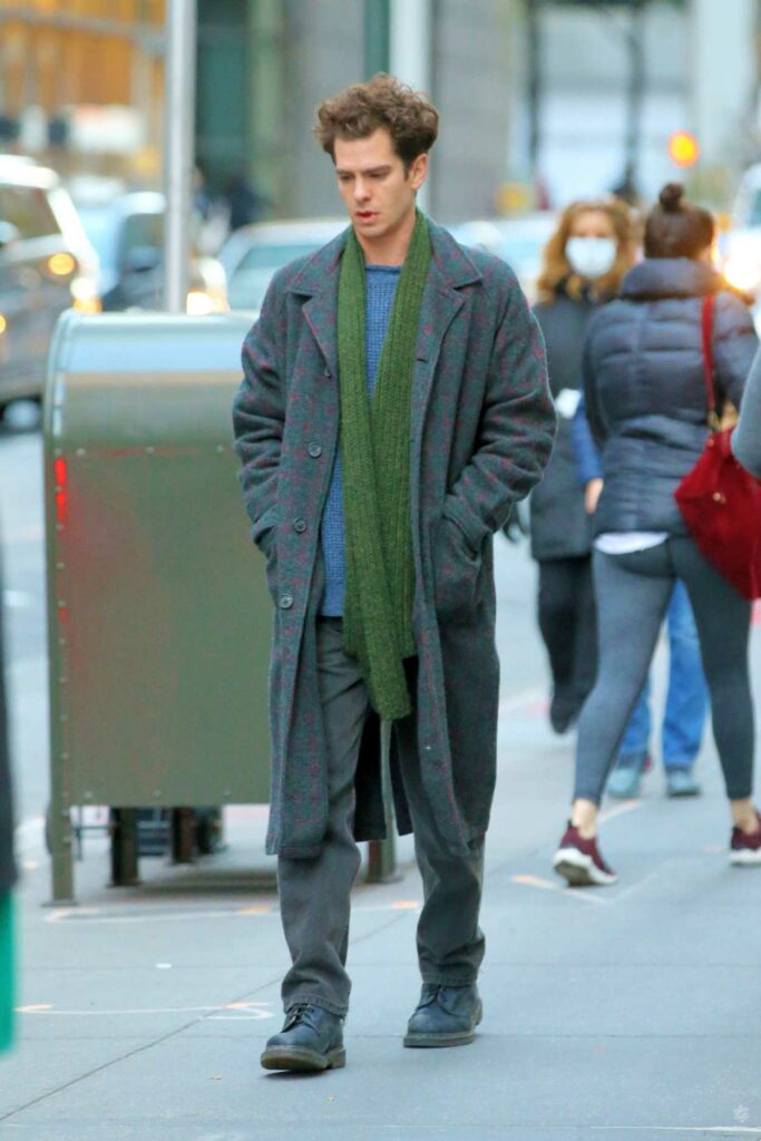 Andrew Garfield in a Grey Coat