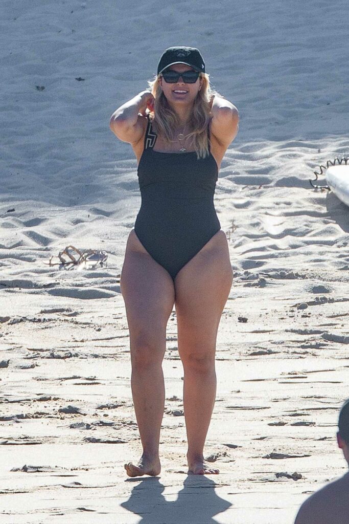 Bebe Rexha in a Black Swimsuit