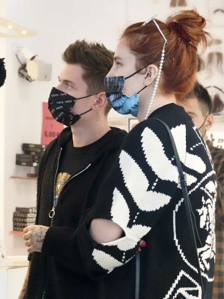 Bella Thorne in a Protective Mask