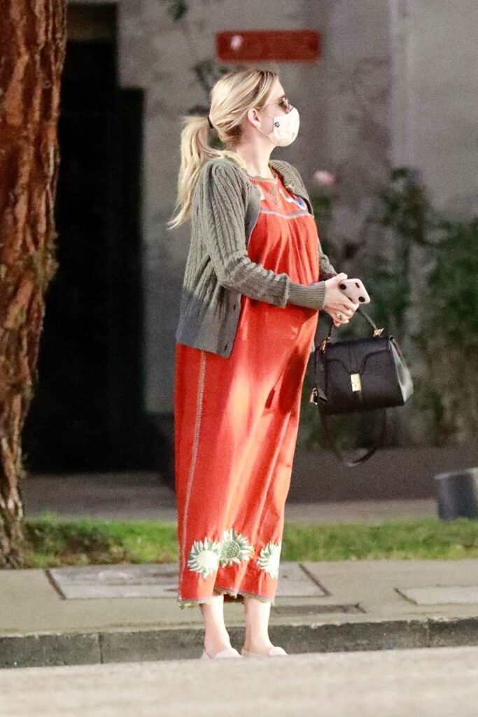 Emma Roberts in a Red Maxi Dress