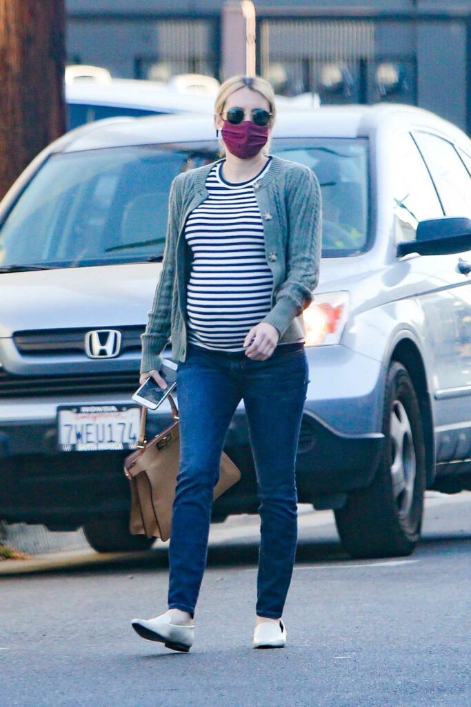 Emma Roberts in a Striped T-Shirt