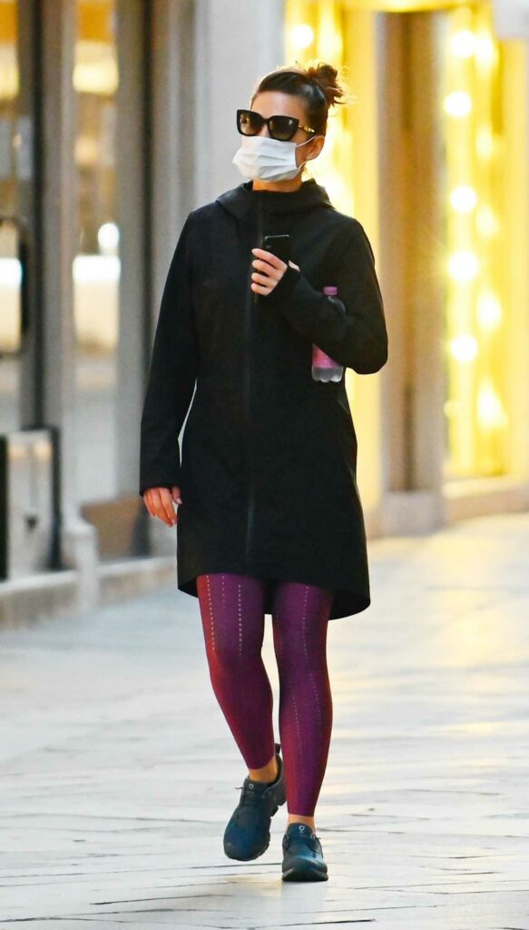 Hayley Atwell in a Purple Leggings