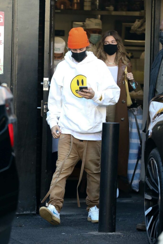 Justin Bieber in a White Hoodie