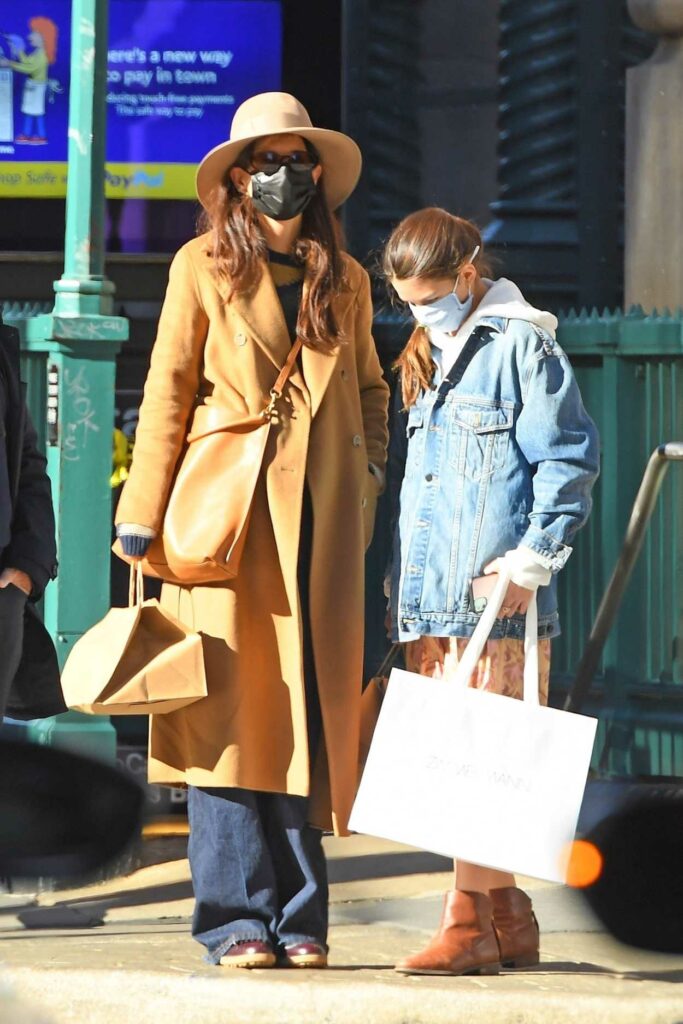 Katie Holmes in a Yellow Coat