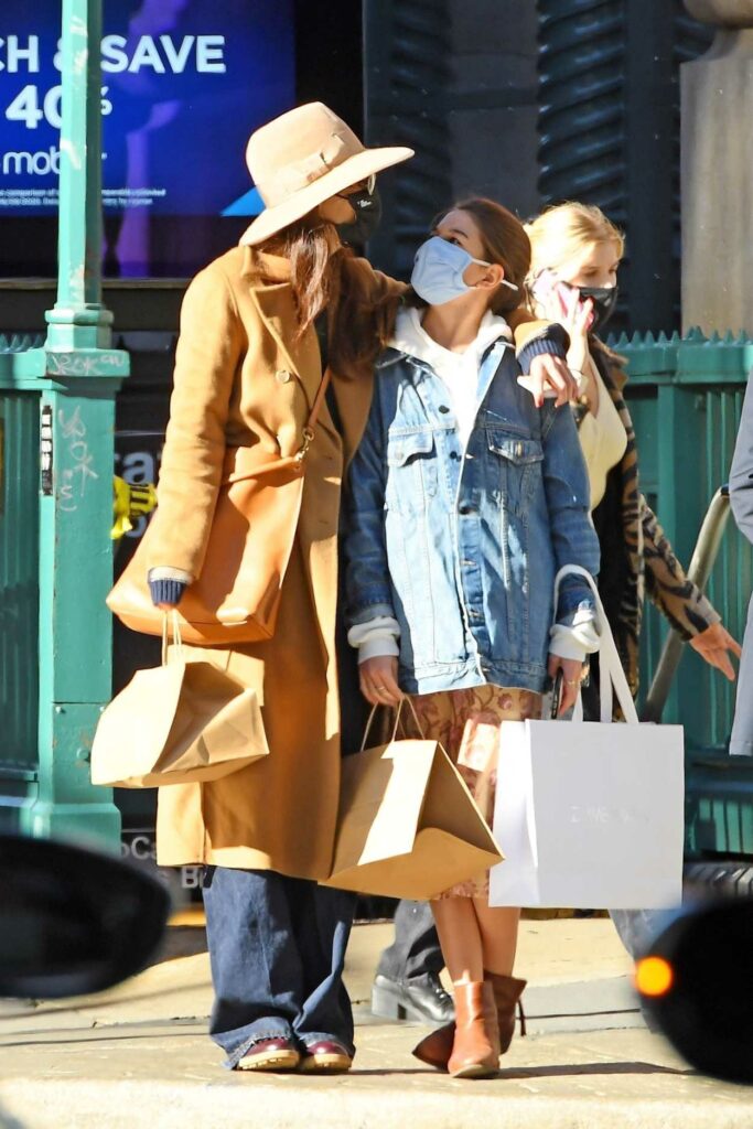 Katie Holmes in a Yellow Coat