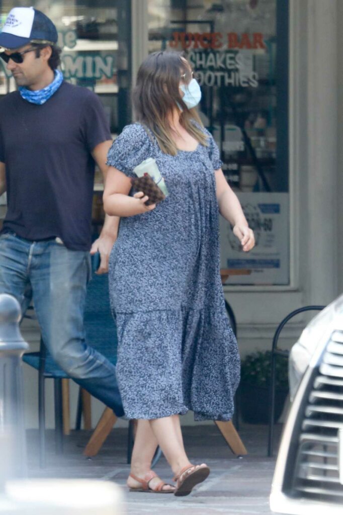 Leighton Meester in a Blue Floral Dress