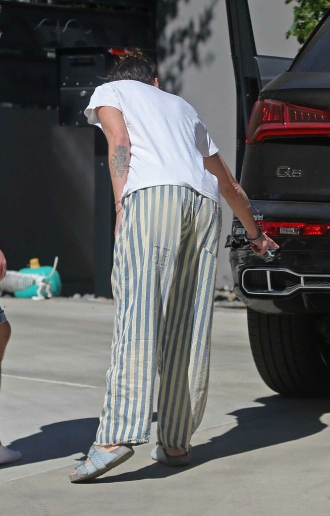 Lena Headey in a Striped Pants