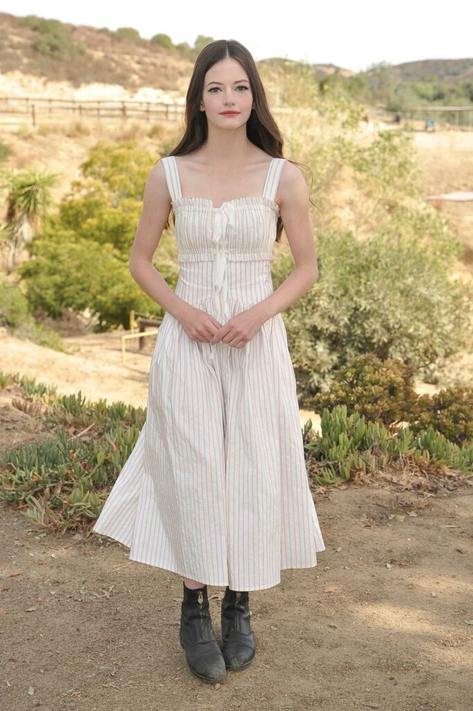 Mackenzie Foy in a White Striped Sundress