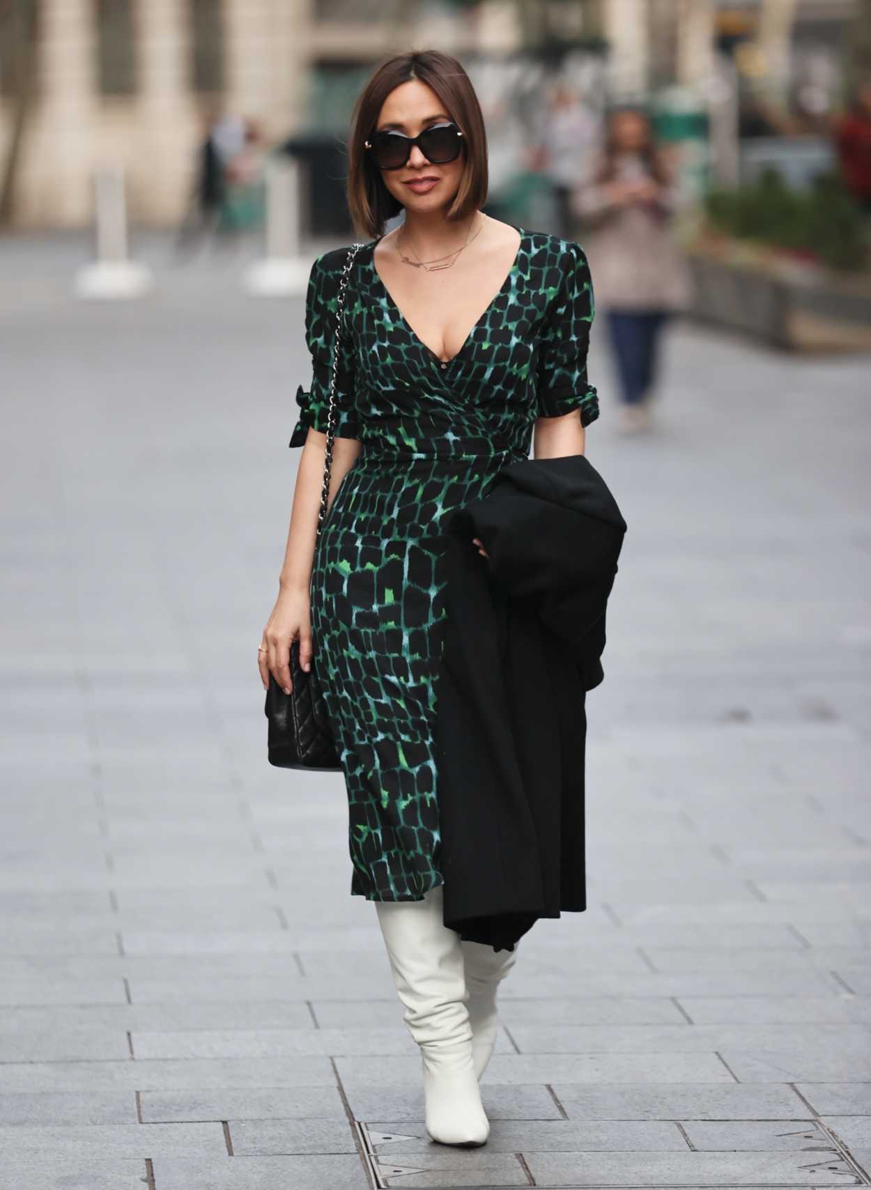 Myleene Klass in a Green Print Dress Was Seen Out in London 11/05/2020 ...