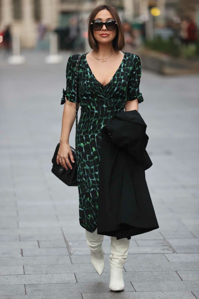 Myleene Klass in a Green Print Dress