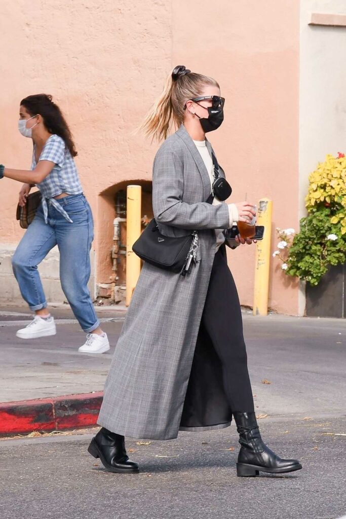 Sofia Richie in a Grey Trench Coat