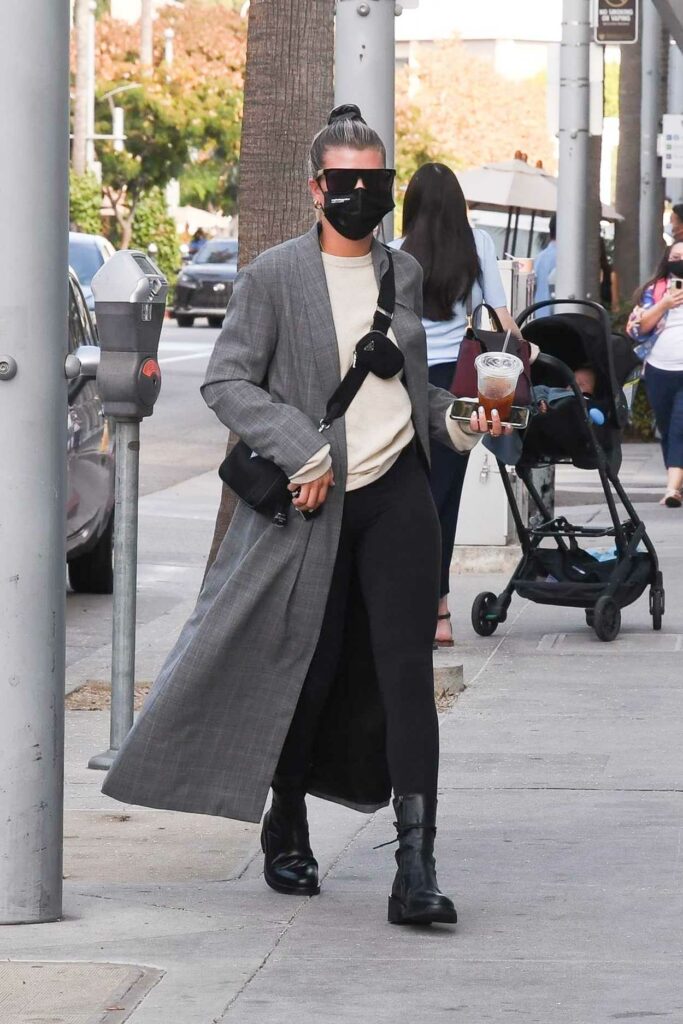 Sofia Richie in a Grey Trench Coat